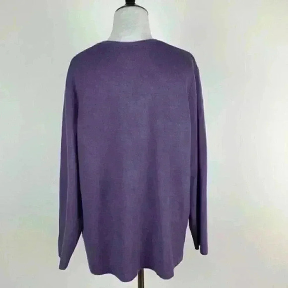 Lands end sweater size 1X 16-18 purple zip V-neck - Picture 4 of 8